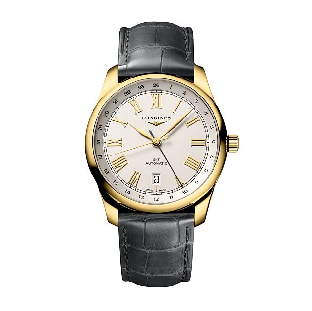 LONGINES THE LONGINES MASTER COLLECTION GMT AUTOMATIC 40 MM 18 CARAT YELLOW GOLD SILVER