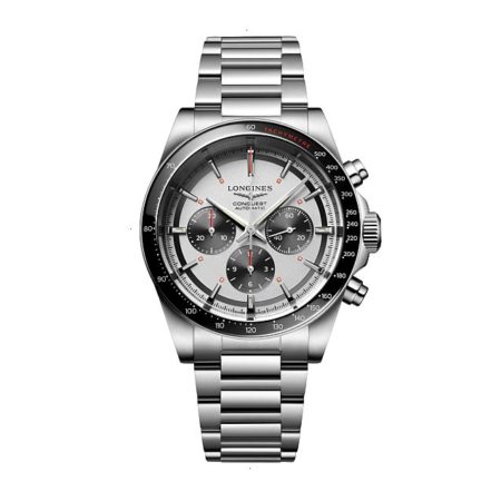 LONGINES CONQUEST AUTOMATIC 42 MM STAINLESS STEEL AND CERAMIC SILVER