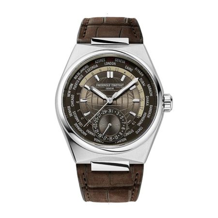 FREDERIQUE CONSTANT HIGHLIFE WORLDTIMER MANUFACTURE AUTOMATIC 41 MM STAINLESS STEEL BROWN