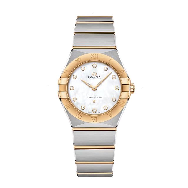 OMEGA CONSTELLATION QUARTZ 28 MM STEEL – YELLOW GOLD WHITE MOTHER OF PEARL WIHT 12 DIAMONDS