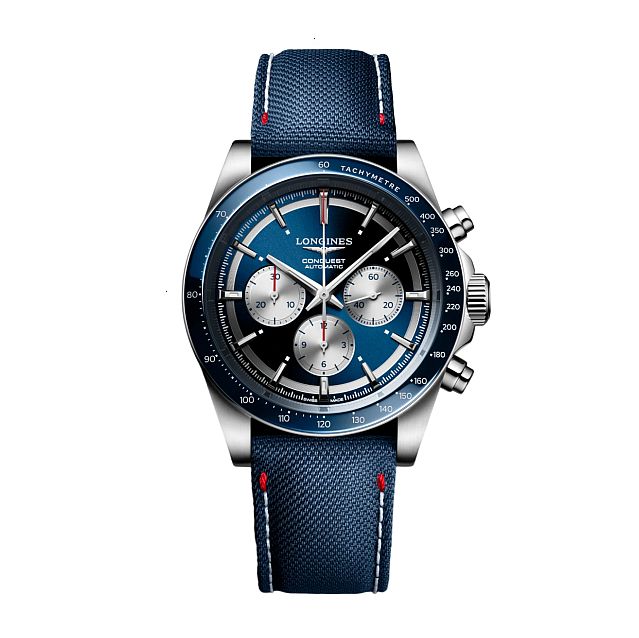 LONGINES CONQUEST MARCO ODERMATT AUTOMATIC 42 MM STAINLESS STEEL AND CERAMIC BLUE WITH SUNRAY EFFECT