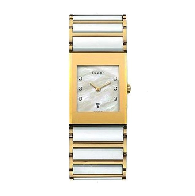 RADO INTEGRAL QUARTZ 30 MM X 25.5 MM STAINLESS STEEL WHITE MOTHER OF PEARL WITH 6 DIAMONDS