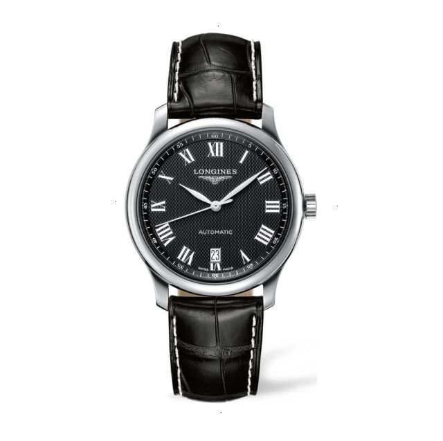LONGINES THE LONGINES MASTER COLLECTION AUTOMATIC 38.50 MM STAINLESS STEEL BLACK WITH BARLEY GRAIN PATTERN