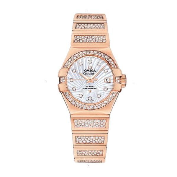 OMEGA CONSTELLATION CONSTELLATION AUTOMATIC 27 MM ROSE GOLD SEDNA 18KT WITH DIAMONDS MOTHER OF PEARL WITH DIAMONDS