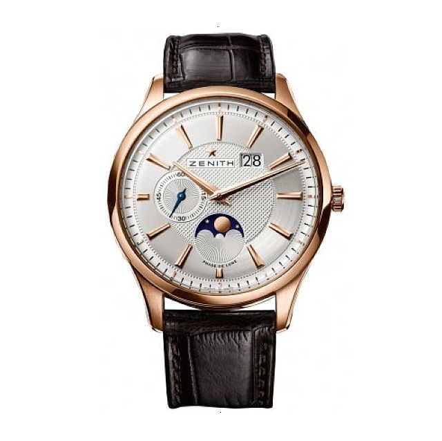 ZENITH MOONPHASEE AUTOMATIC 40 MM 18KT CARAT ROSE GOLD SILVER